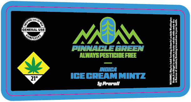 Pinnacle Green Preroll Labels 1g