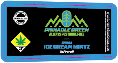 Pinnacle Green Preroll Labels 1g