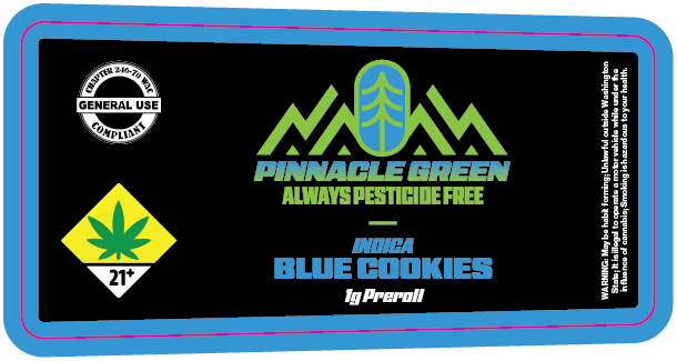 Pinnacle Green Preroll Labels 1g