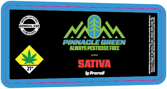 Pinnacle Green Preroll Labels 1g
