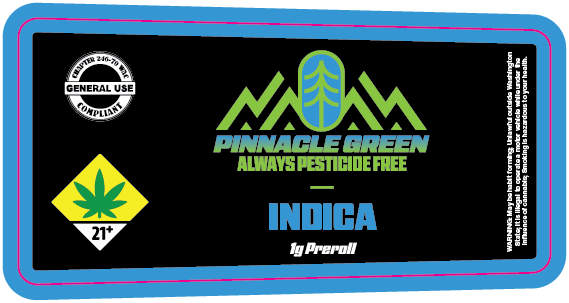 Pinnacle Green Preroll Labels 1g