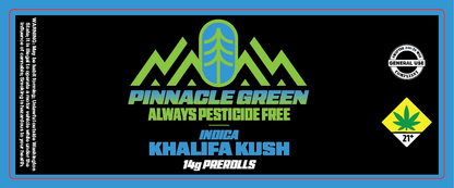 Pinnacle Green Prerolls Label 14g