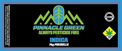 Pinnacle Green Prerolls Label 14g