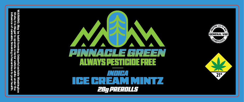 Pinnacle Green Prerolls Label 28g