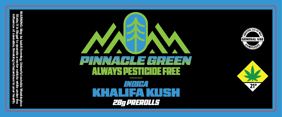 Pinnacle Green Prerolls Label 28g