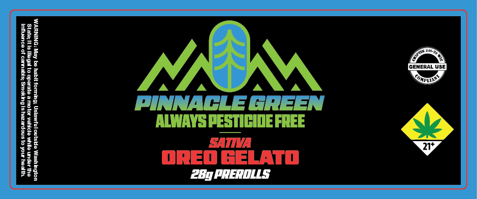 Pinnacle Green Prerolls Label 28g