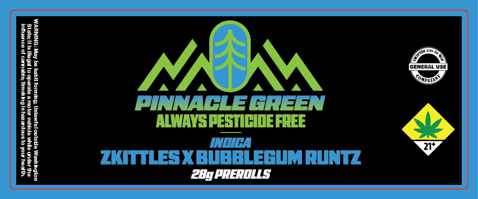 Pinnacle Green Prerolls Label 28g