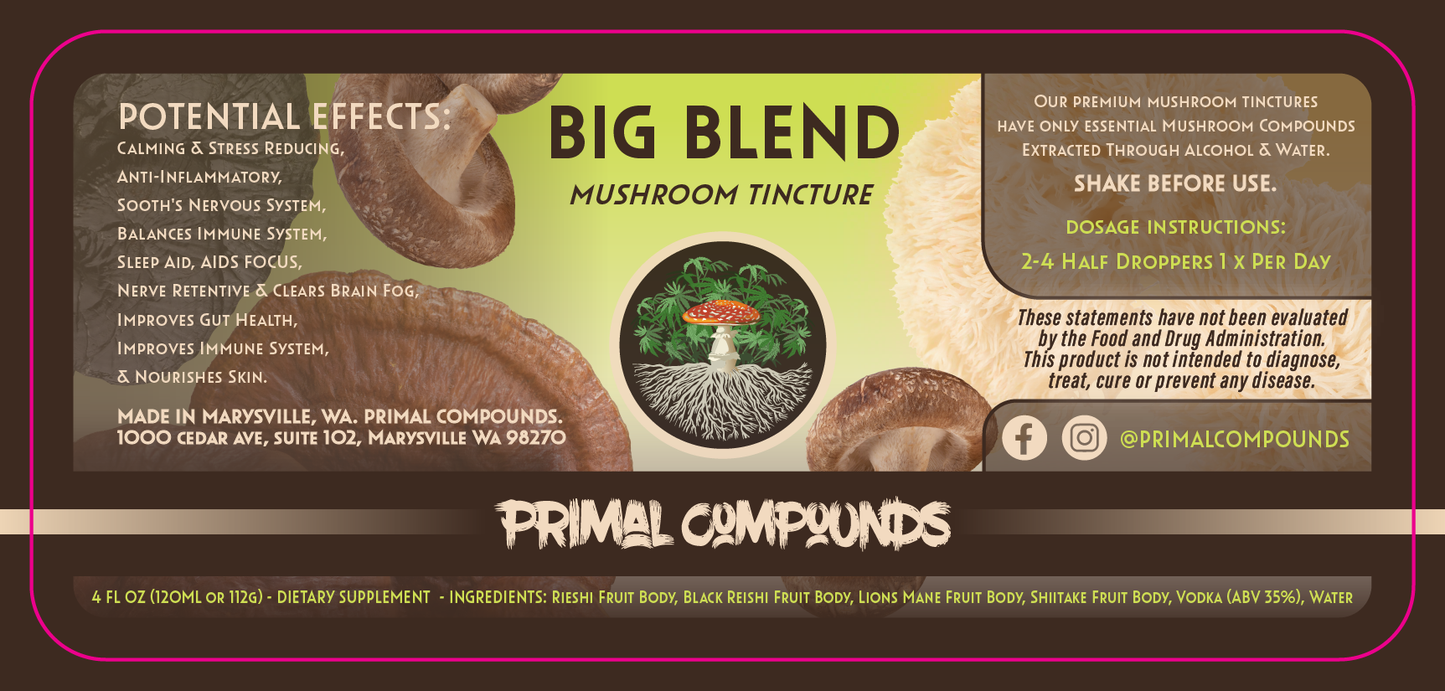Primal Compounds 4oz Tincture Labels