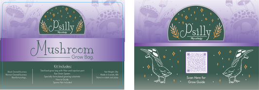 Psilly Mycology Grow Kit Label