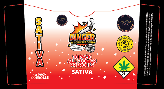 Dingers 10 Pack All Flower Preroll Label