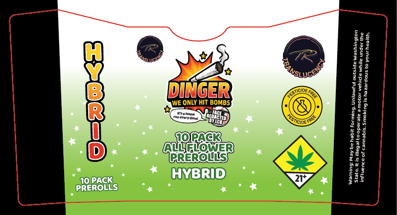 Dingers 10 Pack All Flower Preroll Label