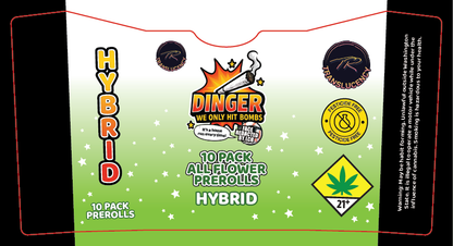 Dingers 10 Pack All Flower Preroll Label