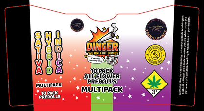 Dingers 10 Pack All Flower Preroll Label