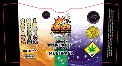 Dingers 10 Pack Rosin Infused Preroll Labels