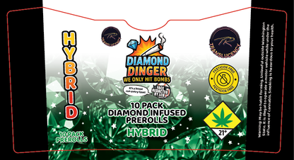 Dingers 10 Pack Diamond Infused Preroll Labels