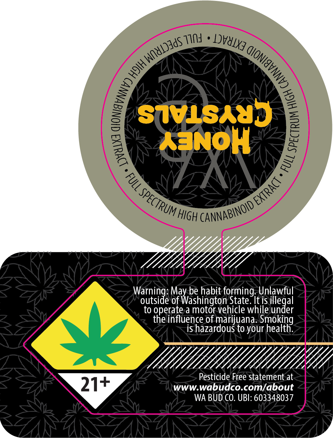 Washington Bud Company Honey Crystal Labels