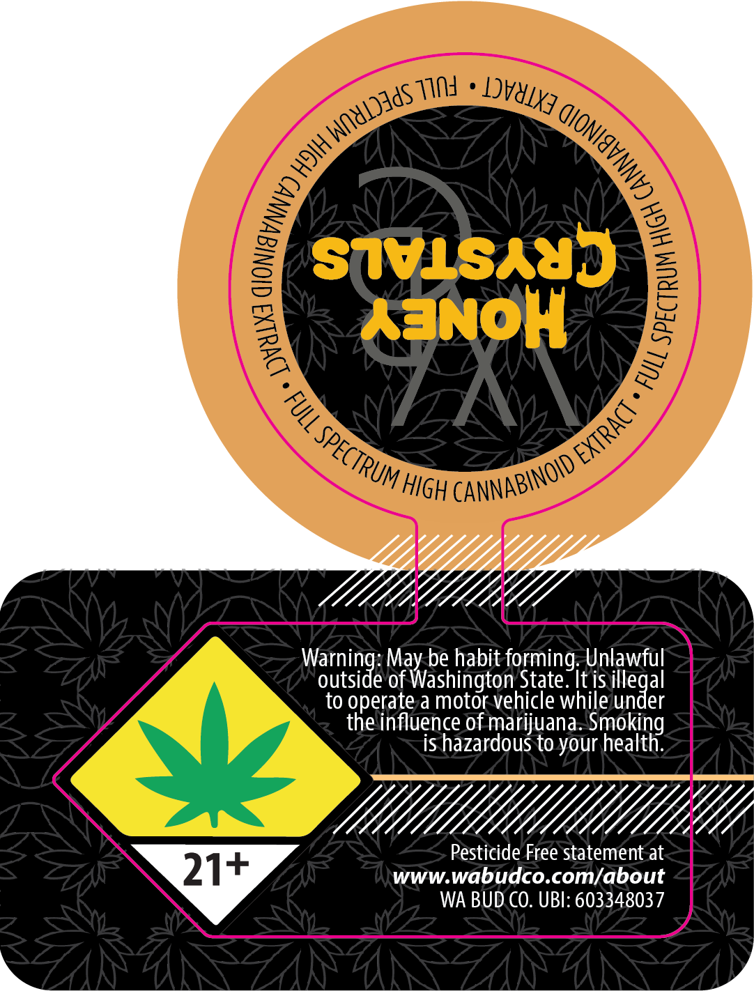 Washington Bud Company Honey Crystal Labels