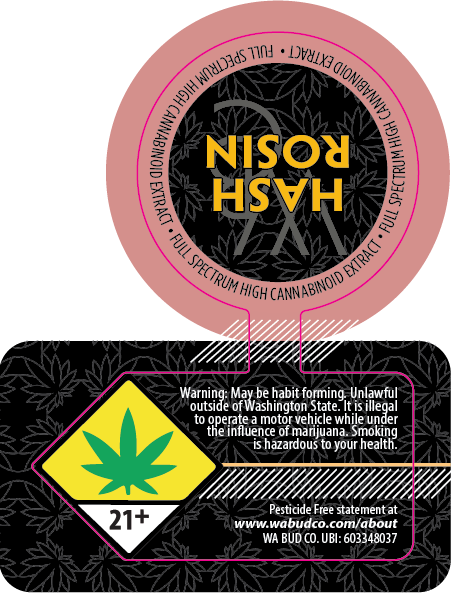 Washington Bud Company Hash Rosin Labels