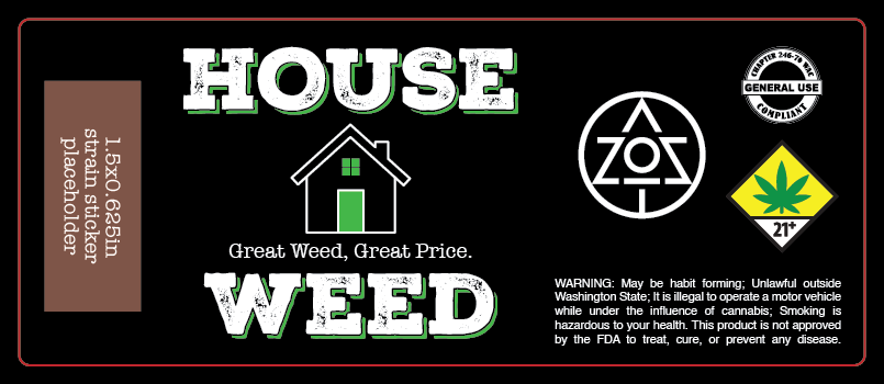 House Weed 28G Label