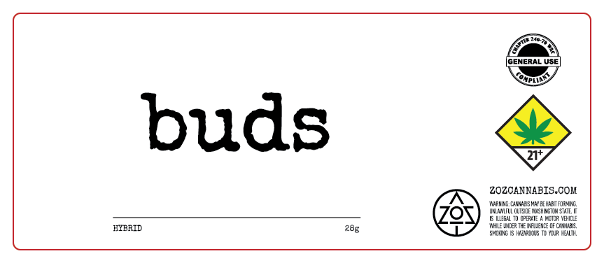buds 28g Flower Jar Labels